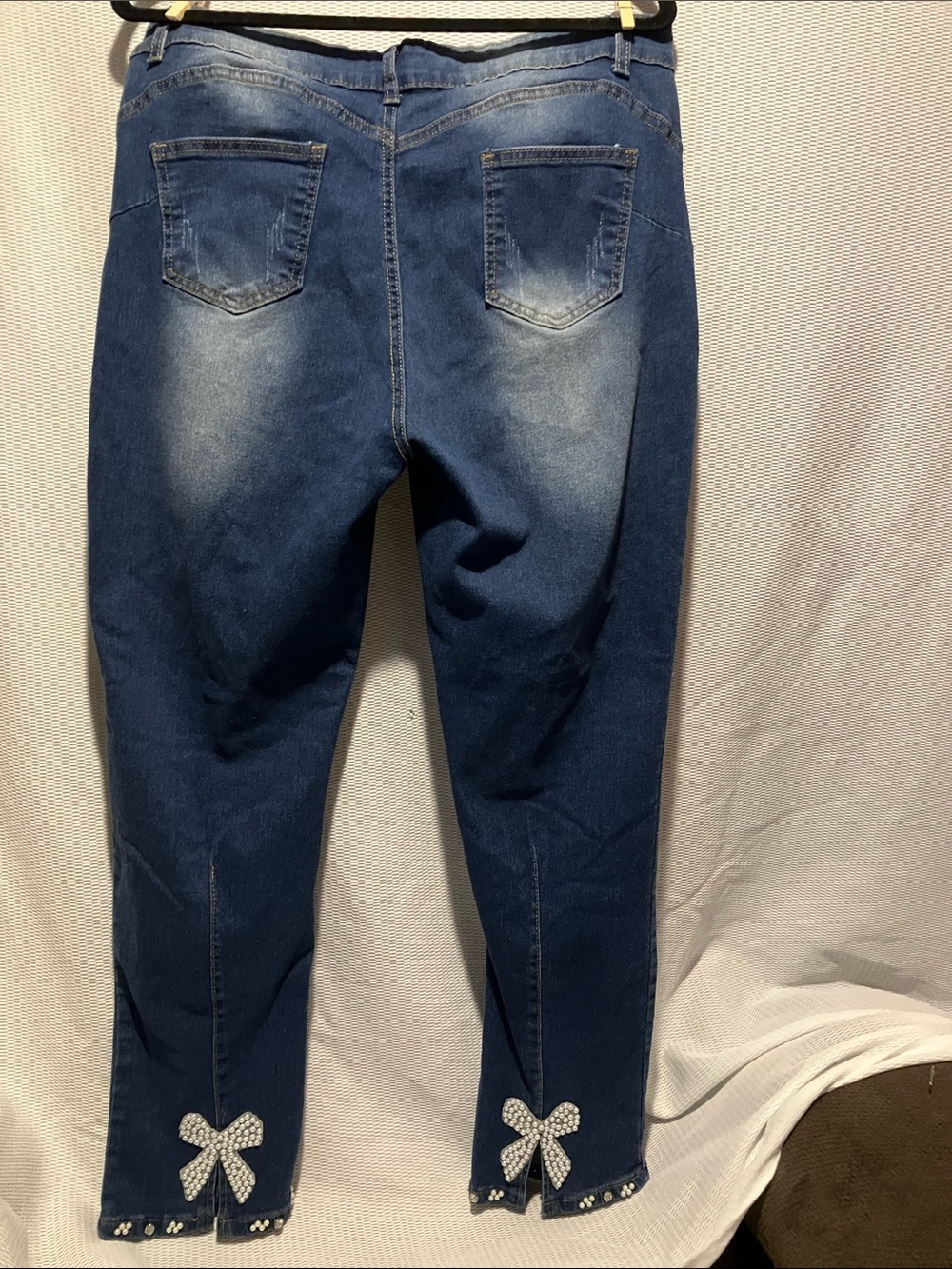 Women's Straight Leg Jeans in Dark Blue Washed Denim - Picture 5 of 8
